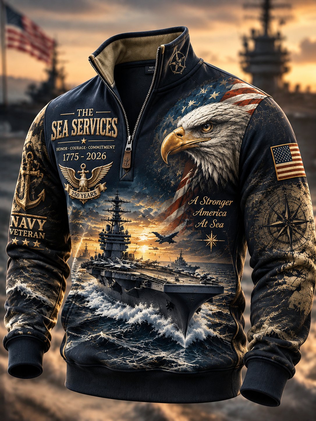 Men's US Navy Printed Hoodie
