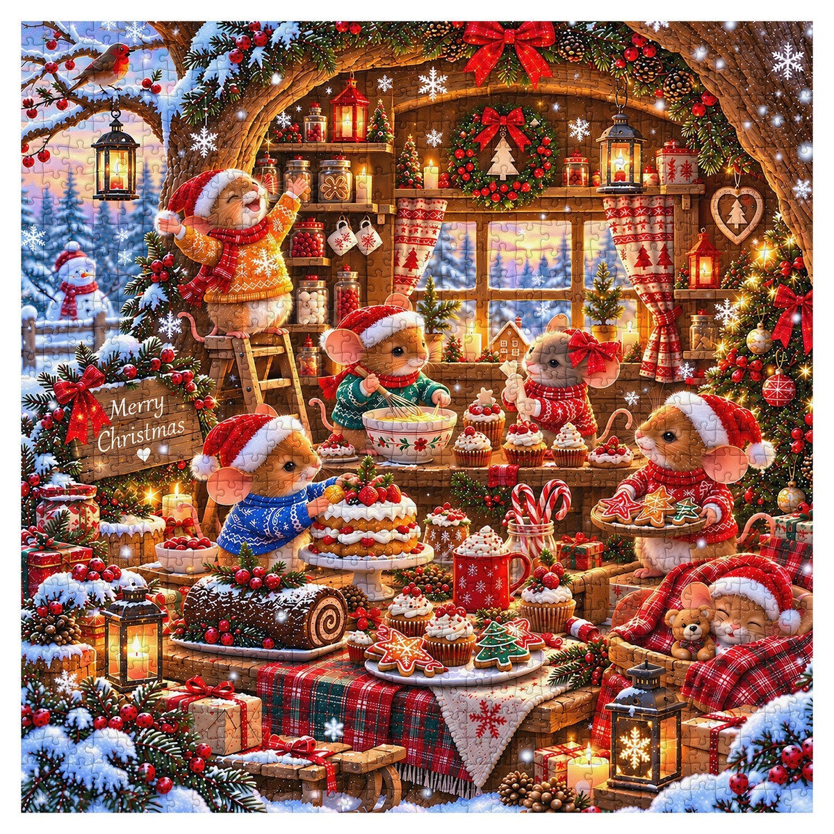 Christmas Mice Bakery Jigsaw Puzzle 1000 Pieces