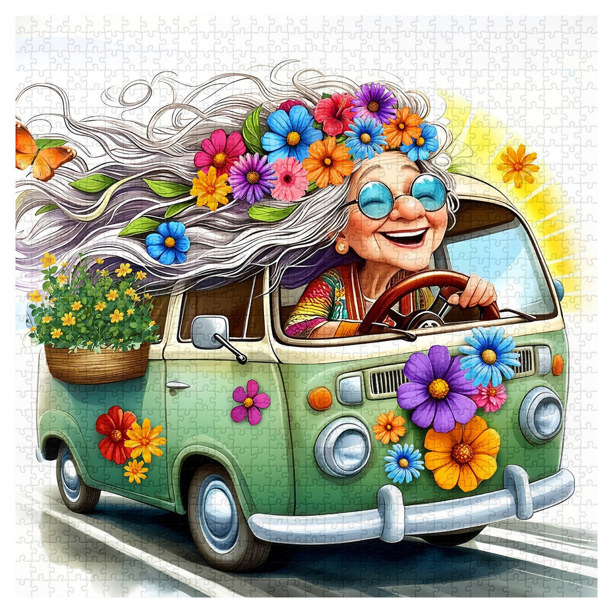 Granny’s Flower Van Jigsaw Puzzles 1000 Pieces