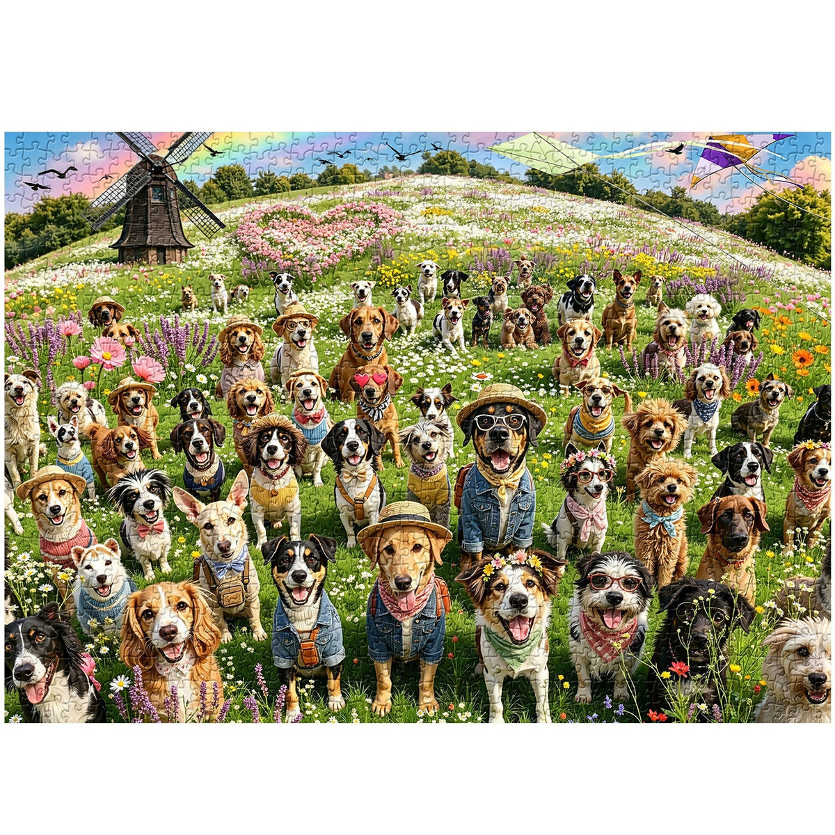 Dogs & Wild Blooms Jigsaw Puzzle 1000 Piece