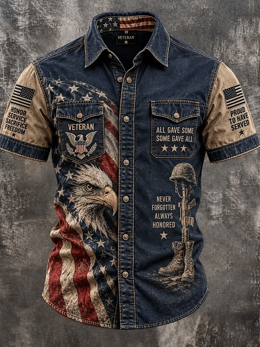 Men's Veterans Day Print Short-Sleeve Shirt