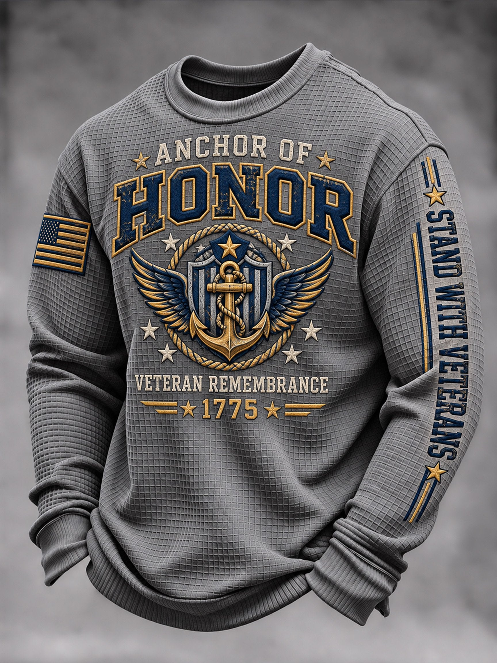 Men's Veteran-Print Casual Sweatshirt