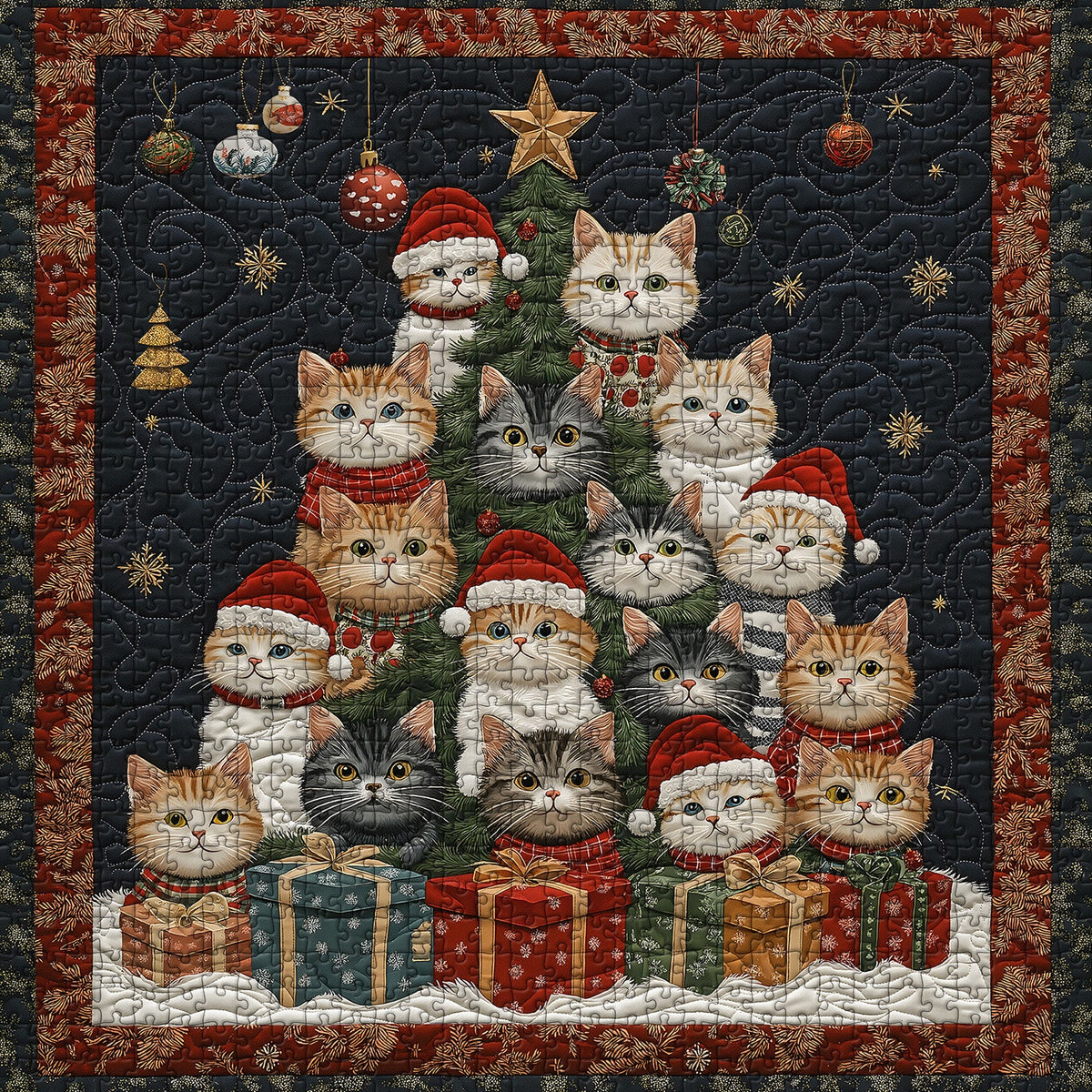 Cat Christmas Tree Jigsaw Puzzle 1000 Piece