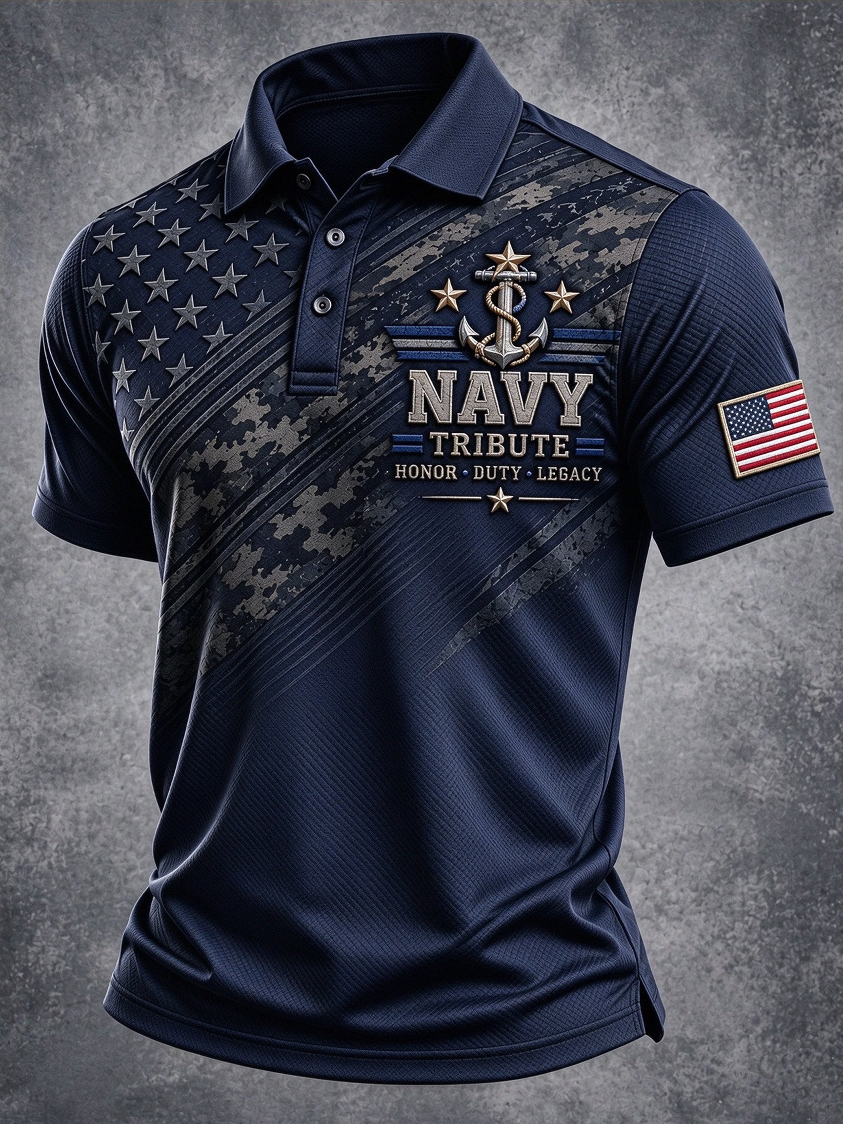 Men's Veteran Print Polo Shirt