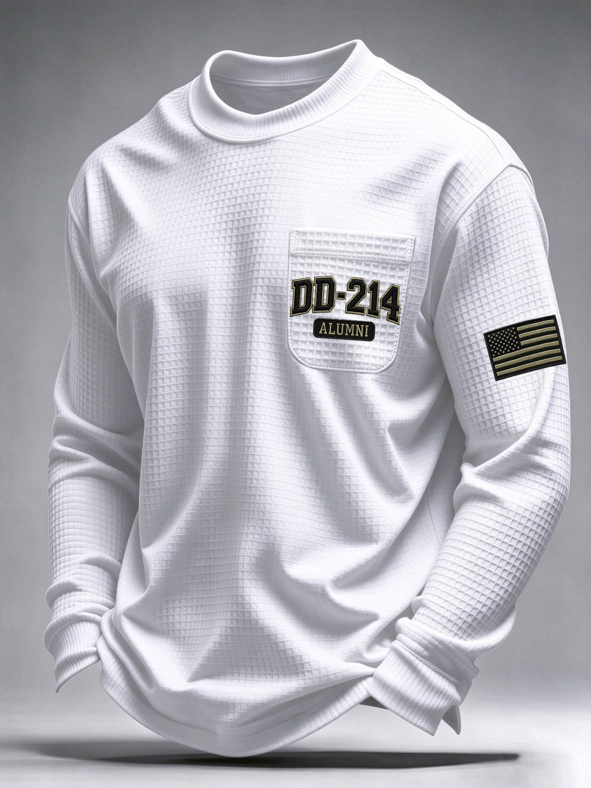 Men's Veteran Pride DD-214 Printed Waffle Long-Sleeve Pocket T-Shirt
