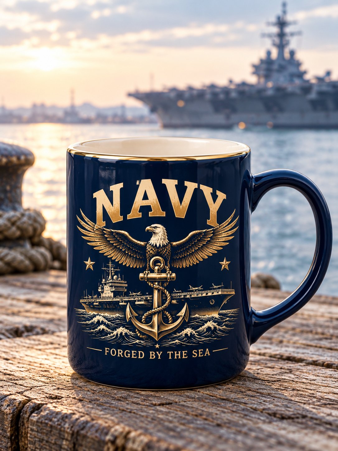 Unisex Vintage Navy Veteran Art Printed Mug