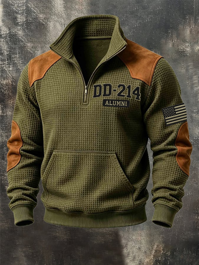 Men's Veteran Pride DD-214 Printed Half-Zip Waffle Sweatshirt