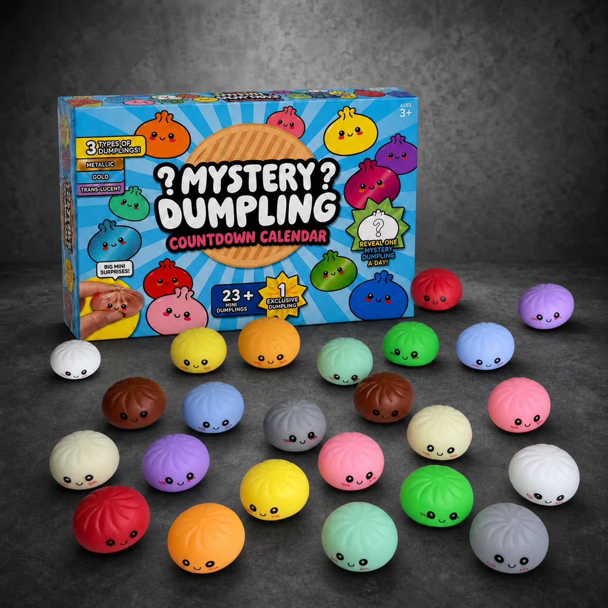 2026 Mystery Dumpling Squishy Blind Box Countdown Calendar, 24 Kawaii Surprise Fidget Toys