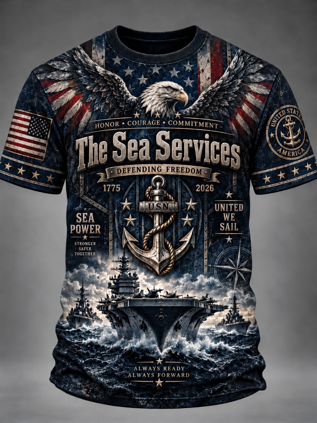 Men's Honor • Courage • Commitment Printed T-Shirt