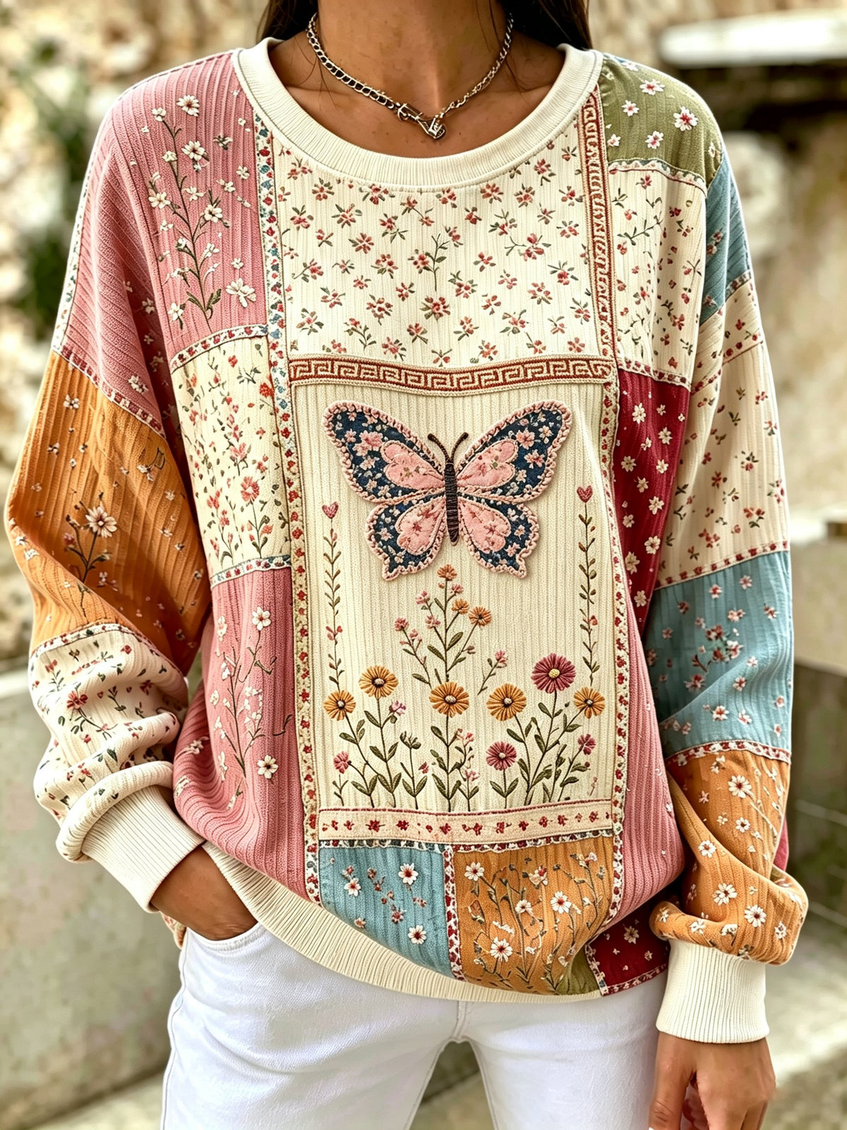 Women's Forever Our Queen of Country Print Long-Sleeve Knit Top