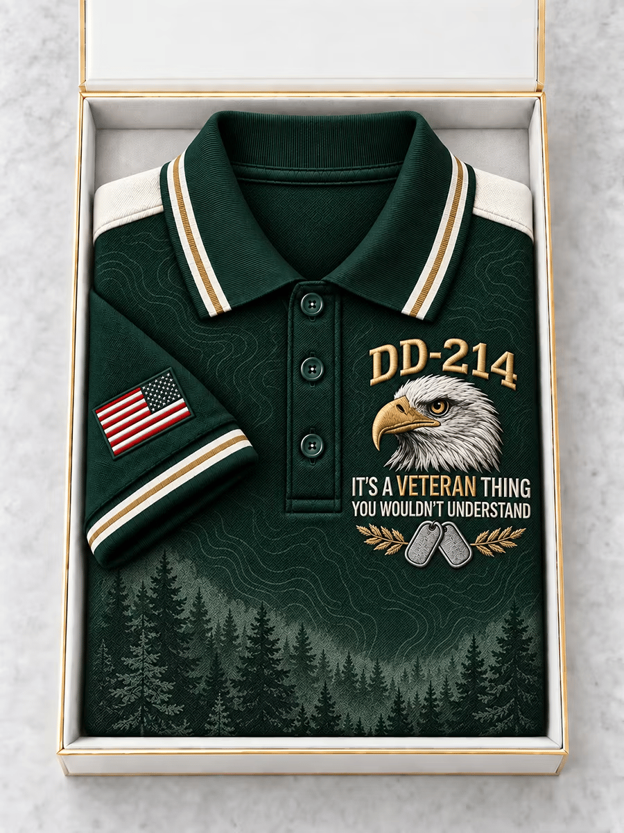 Men's "DD-214 It's A Veteran Thing" Forest Green Polo