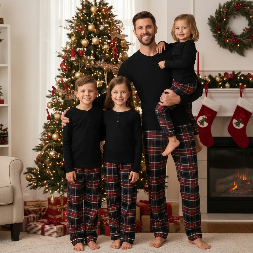 Best Christmas Gift for Families – Cute Button-Neck & Checkered Pants