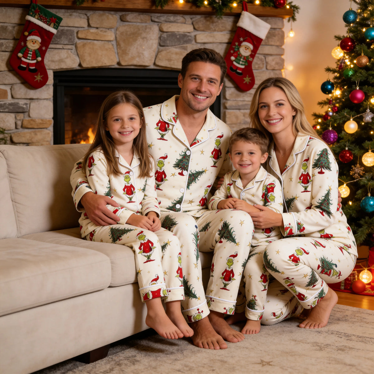Cozy Button-Front 100% Cotton Family Matching Set