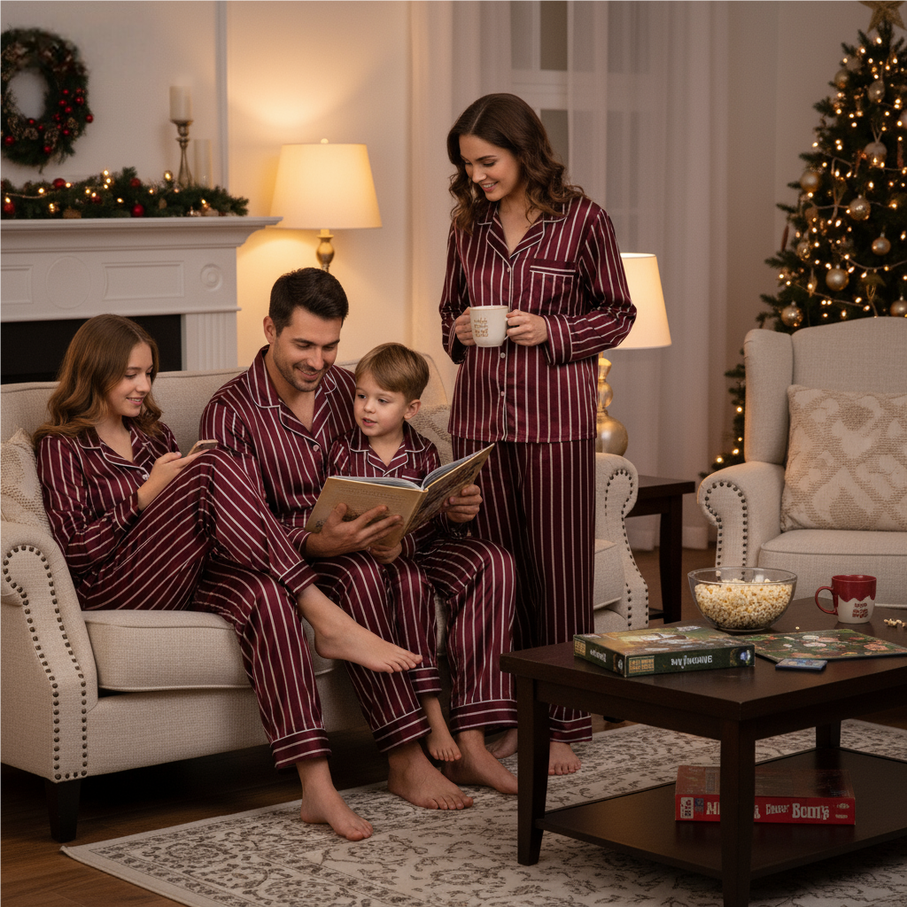 Elegant Satin Pajama Set for the Whole Family