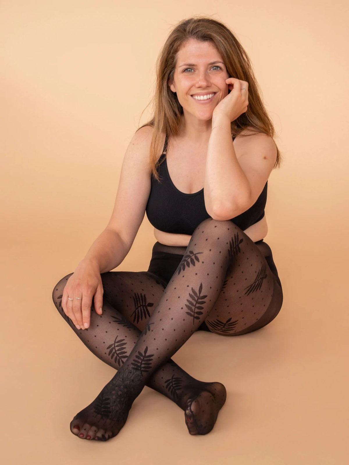 Foliage & Dot Pattern Tights