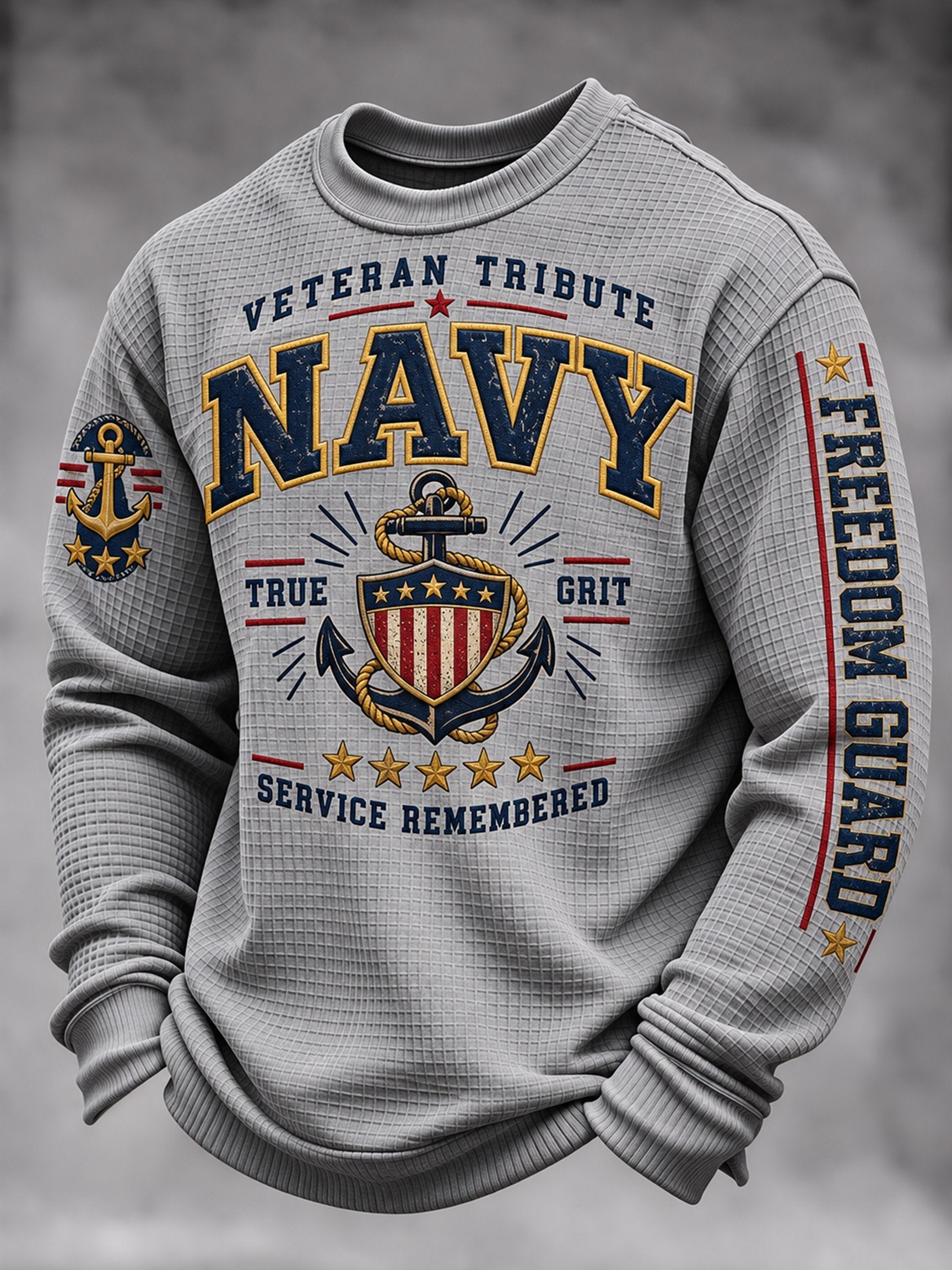 Men's Veteran-Print Casual Sweatshirt