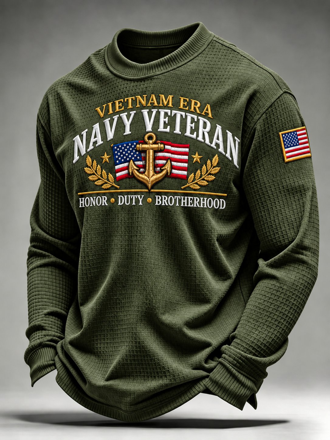 Men's U.S. Veterans Printed Waffle-Knit Top