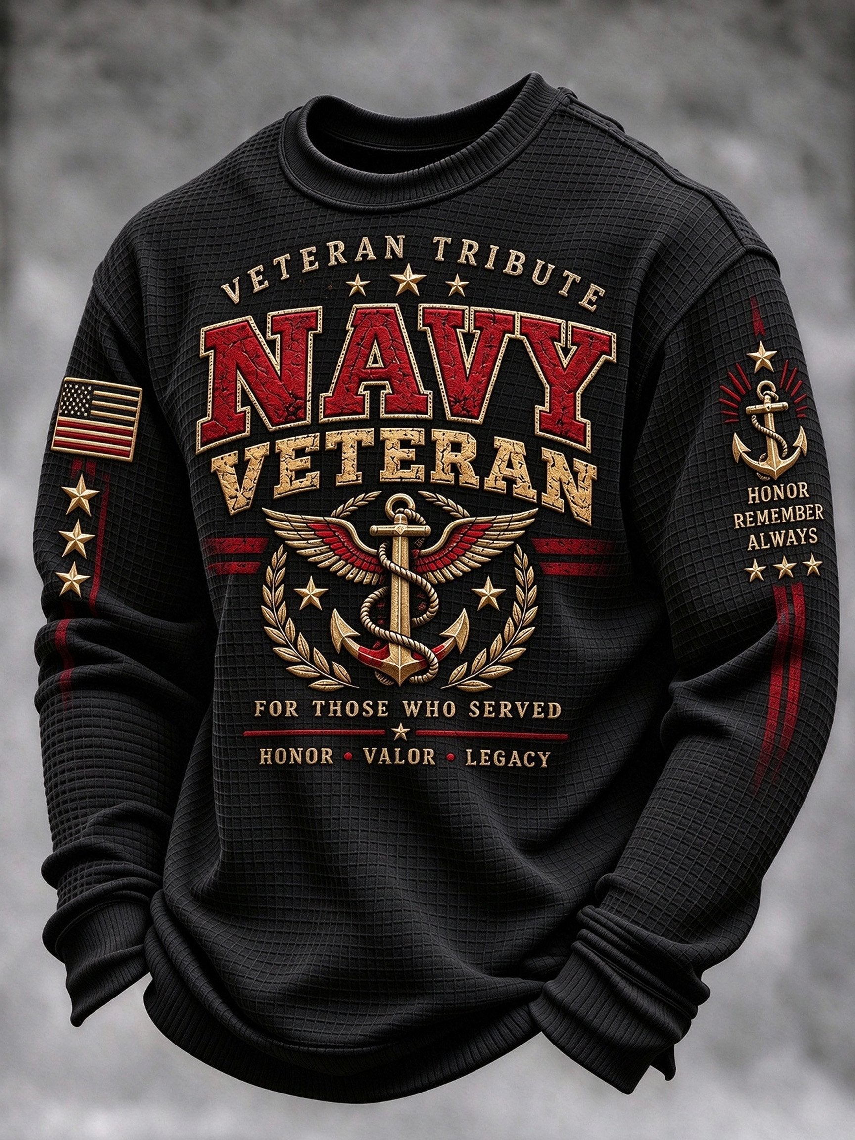 Men's Veteran-Print Casual Sweatshirt