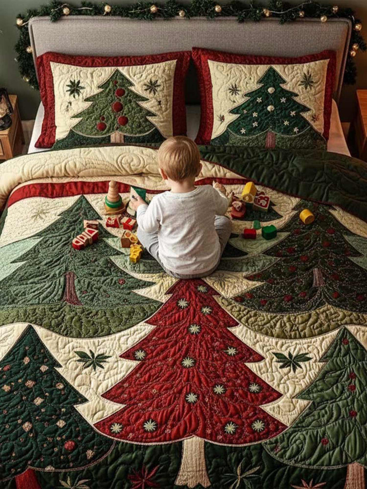 Forest Of Joy 3-Piece Quilted Bedding Set