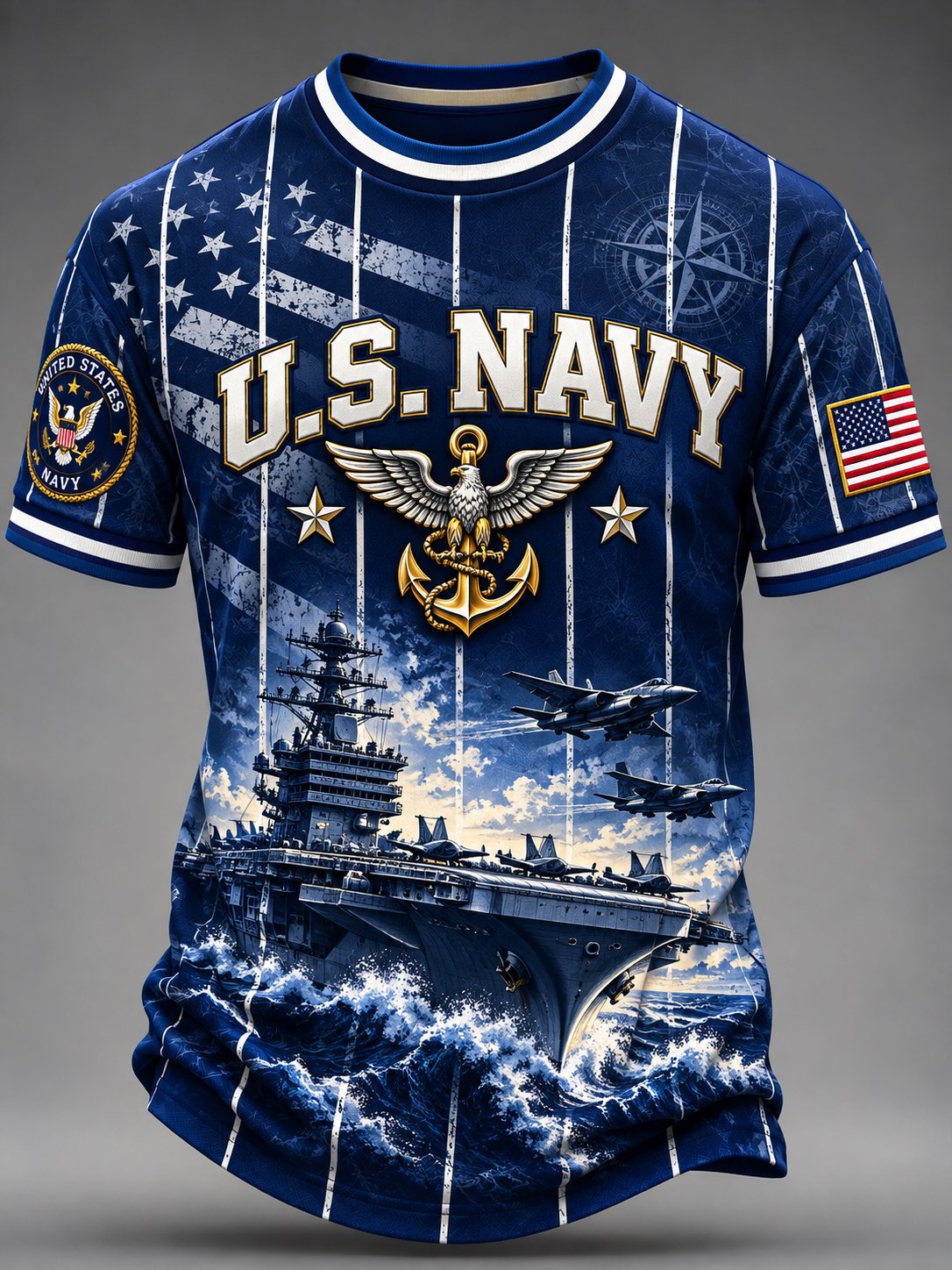 Men's Vintage US Navy Art Print Shirt
