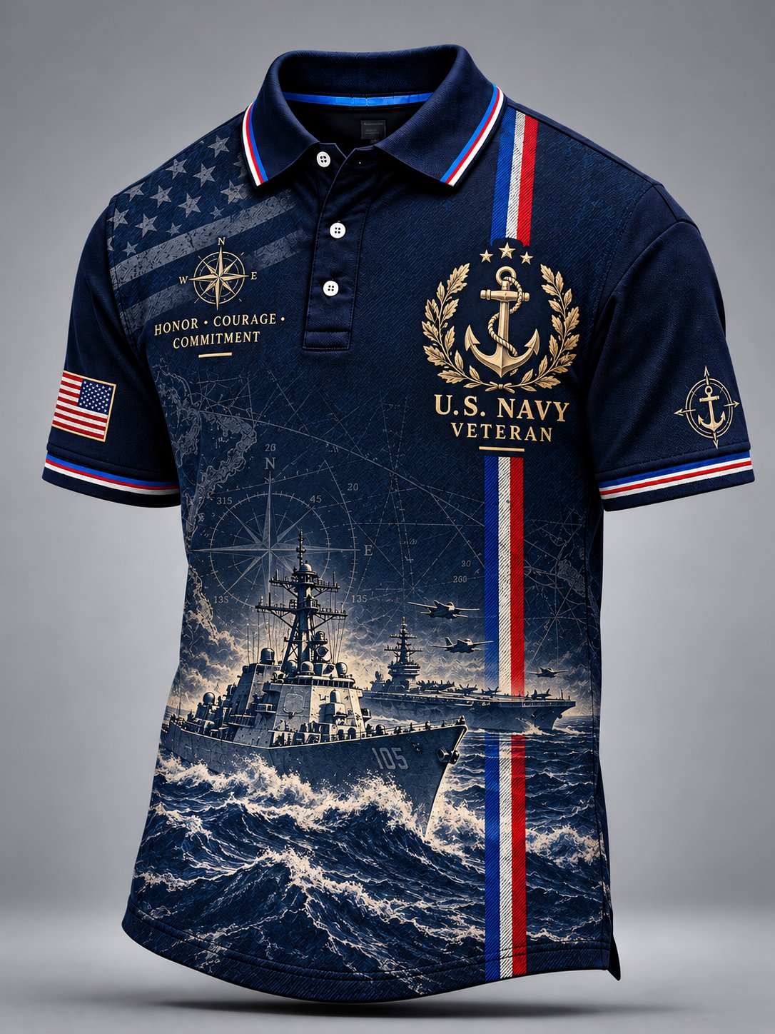 Men's Retro US Navy Polo Shirt