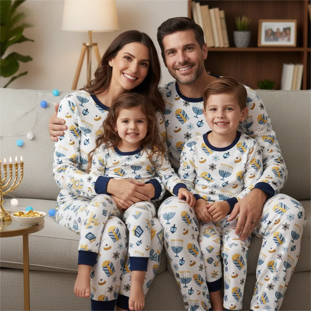 Family Hanukkah Pajamas Set-Matching Holiday Sleepwear