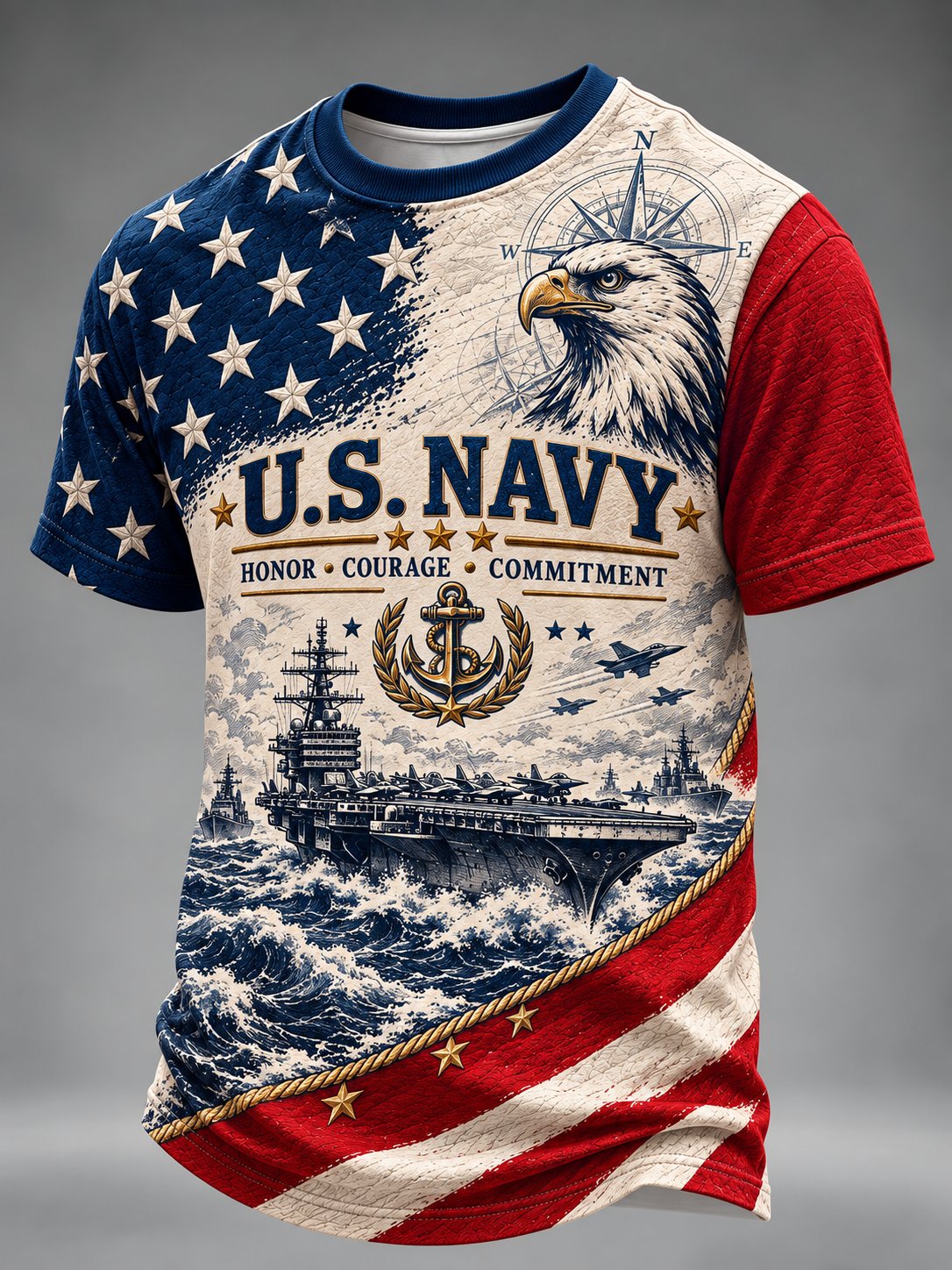Men's Veteran Art Printed Short Sleeves T-Shirt