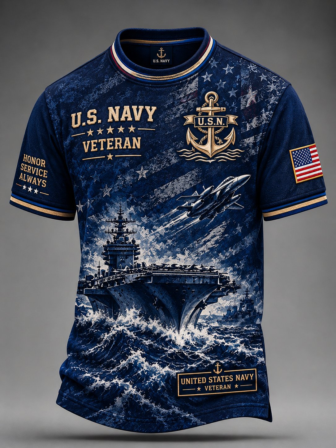 Men's Vintage US Navy Art Print Shirt
