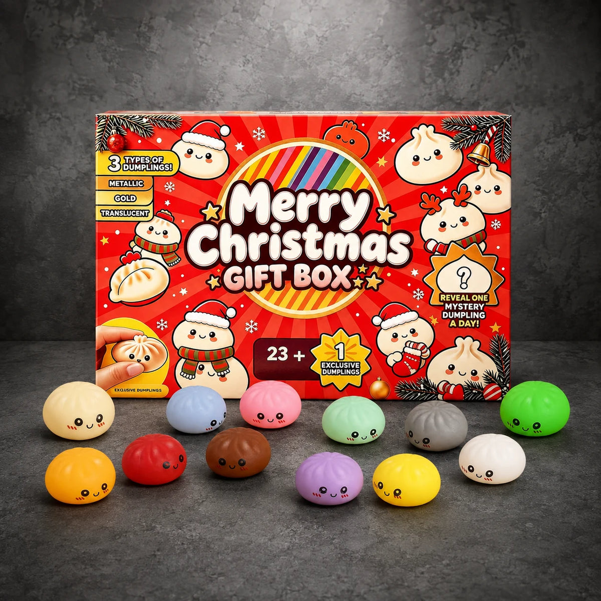 2026 Christmas Mini Dumpling Squishy Advent Calendar - 24 Days