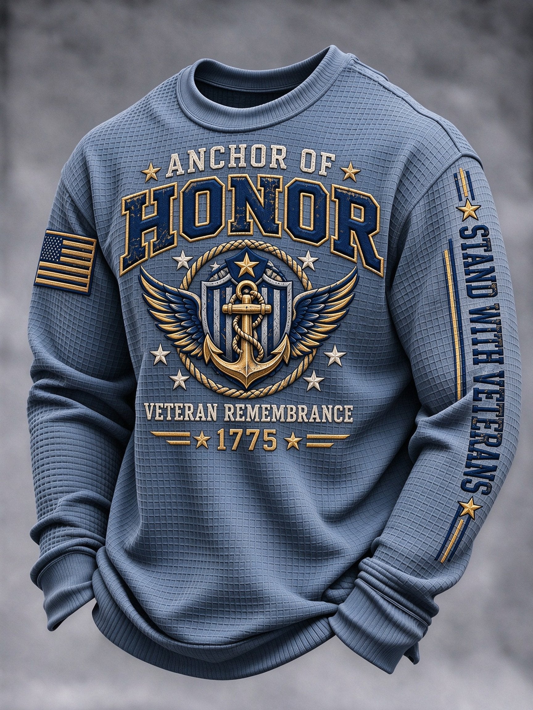 Men's Veteran-Print Casual Sweatshirt