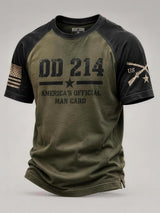 Men's Casual Veteran-Print Short-Sleeve Waffle-Knit Crew-Neck T-Shirt