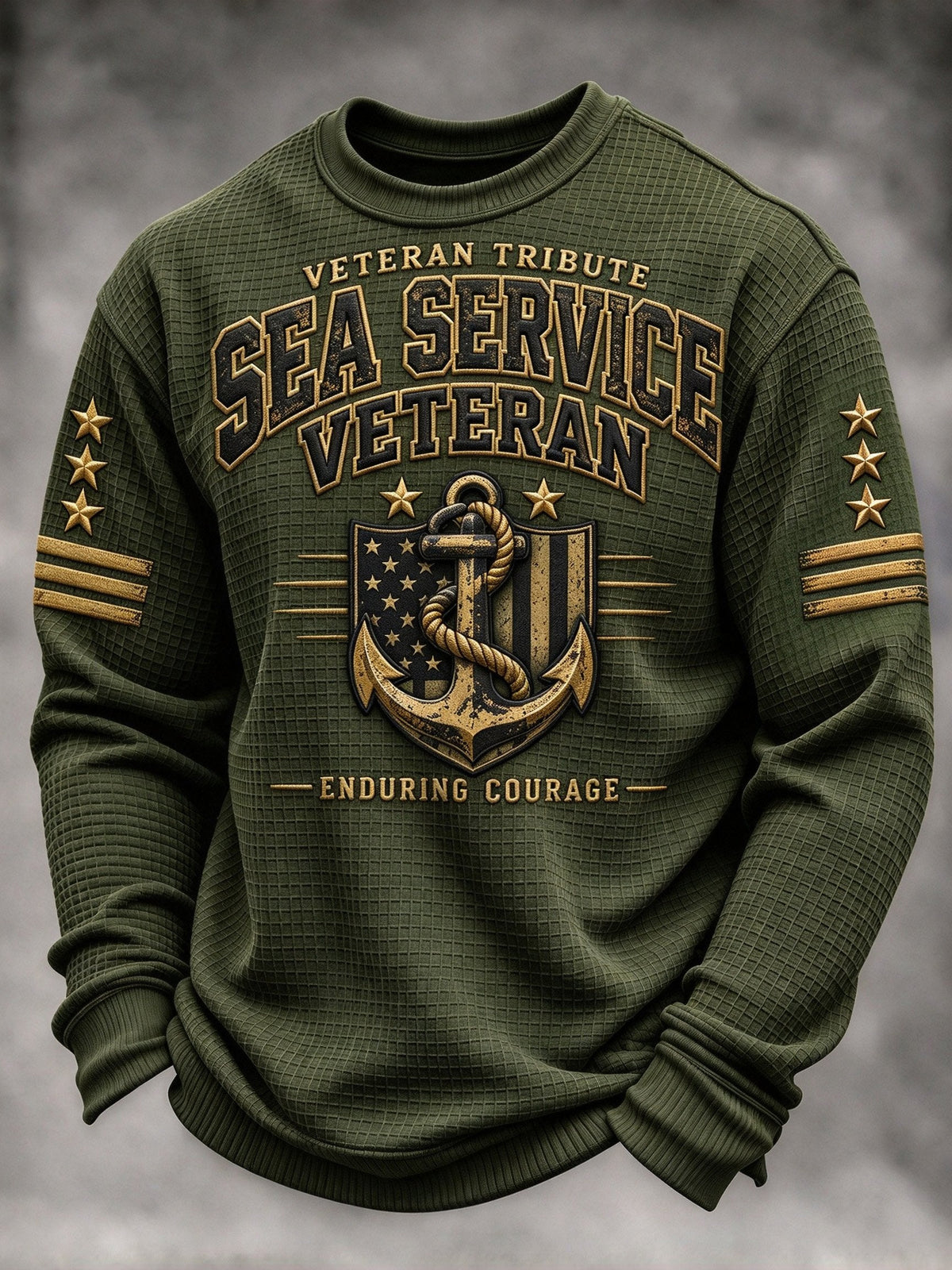 Men's Veteran-Print Casual Sweatshirt