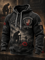Men's Long-Sleeve Hoodie With Remembrance Day Commemorative Print