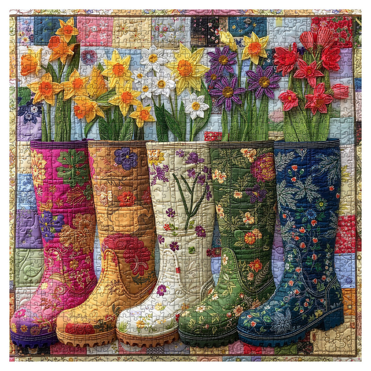 Floral Garden Boots Jigsaw Puzzle 1000 Pieces