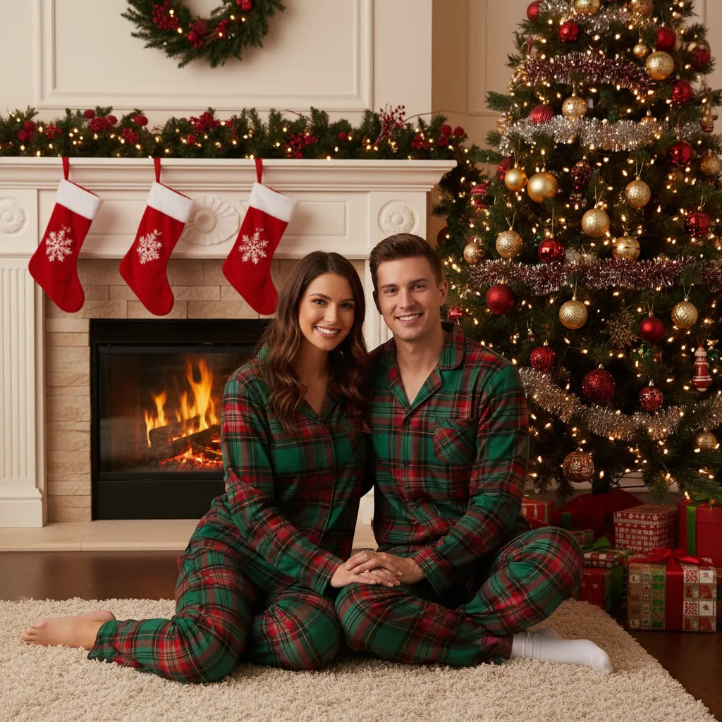 Holiday Family Green Plaid Christmas Pajamas Set