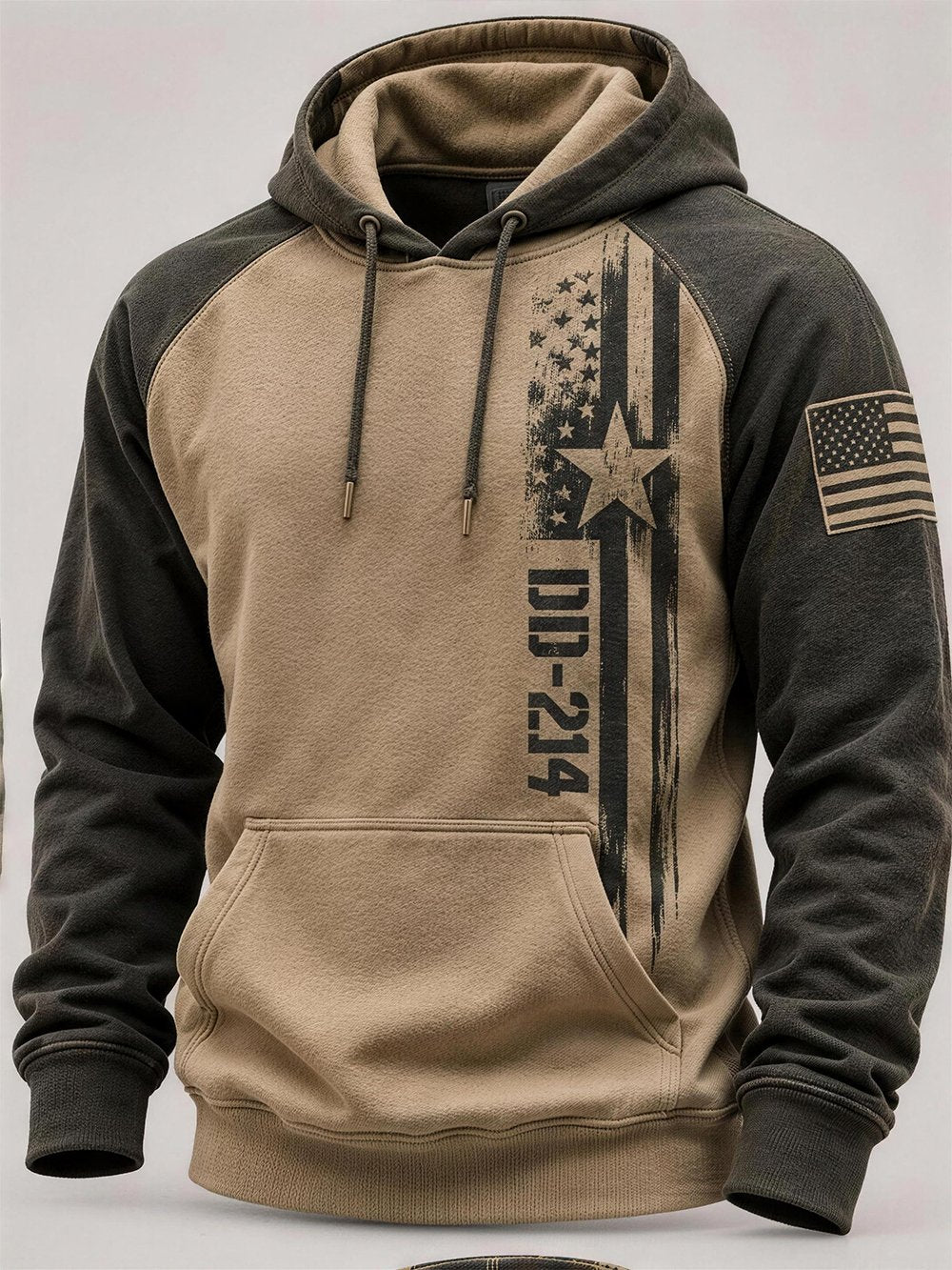 Men's Casual Veteran-Print Hoodie