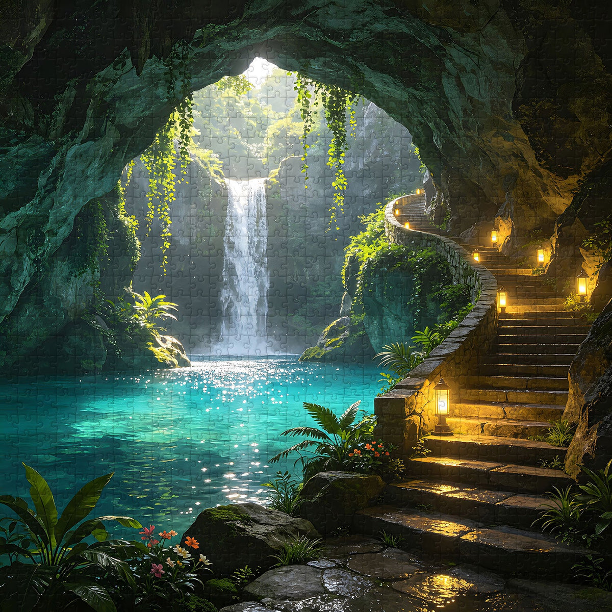 Turquoise Pool Grotto Jigsaw Puzzle 1000 Pieces