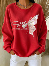 Women's Casual Printed Waffle Long-Sleeve Top