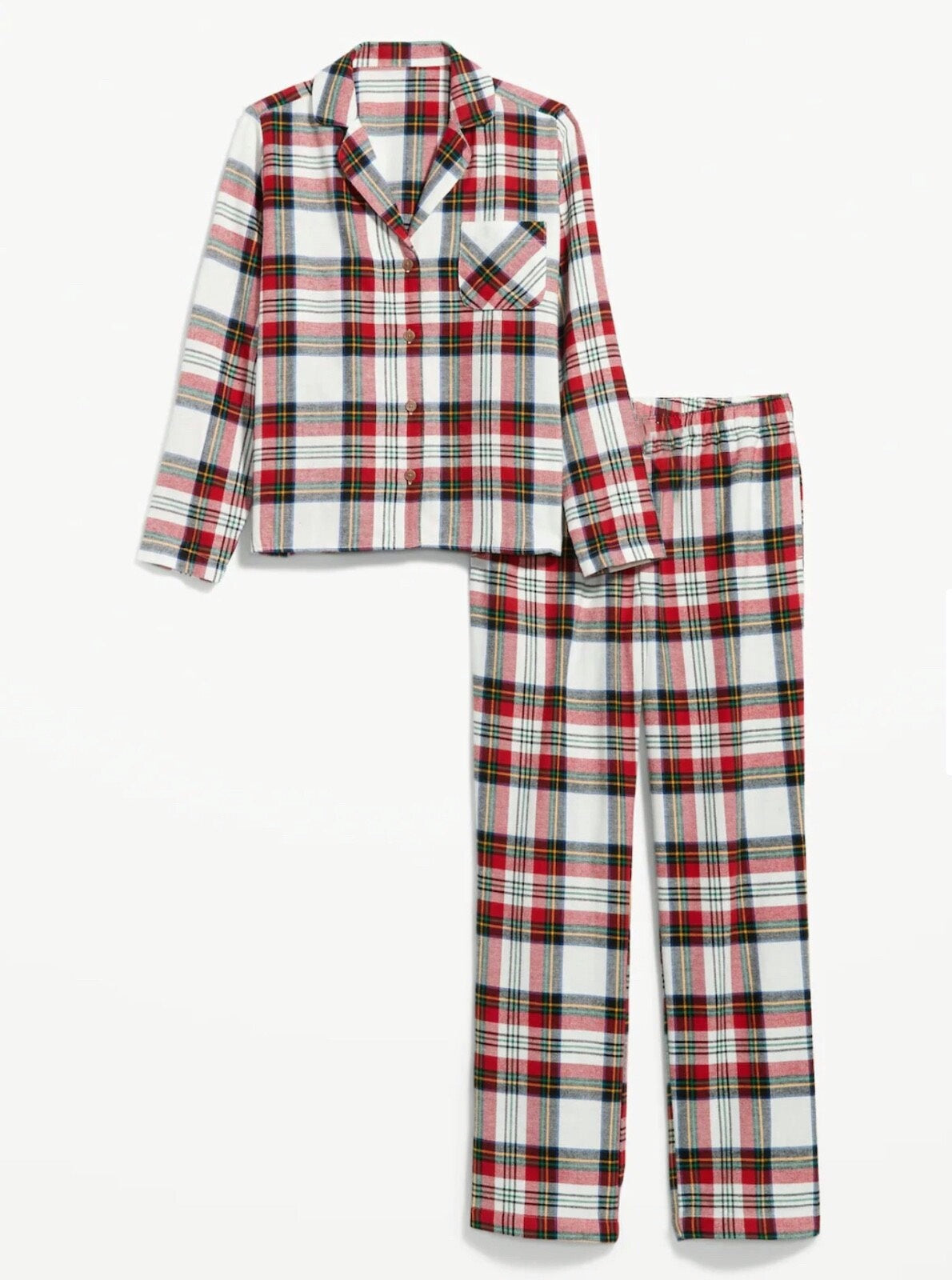 Holiday Family Red Plaid Button-Front Matching Pajamas Set