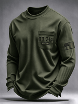 Men's Veteran Pride DD-214 Printed Waffle Long-Sleeve Pocket T-Shirt