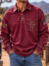 Men's Veteran Commemorative Print Long-Sleeve Polo Shirt