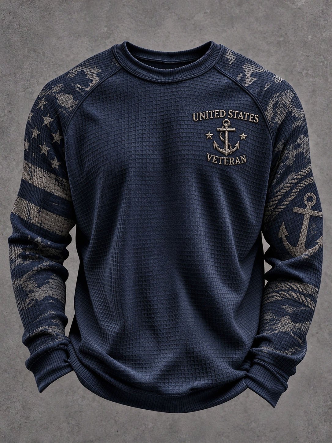 Men's Navy Veteran Print Casual Top