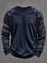 Men's Navy Veteran Print Casual Top