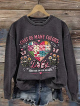 Retro Coat Of Many Colors Forever In Our Hearts Print Sweatshirt