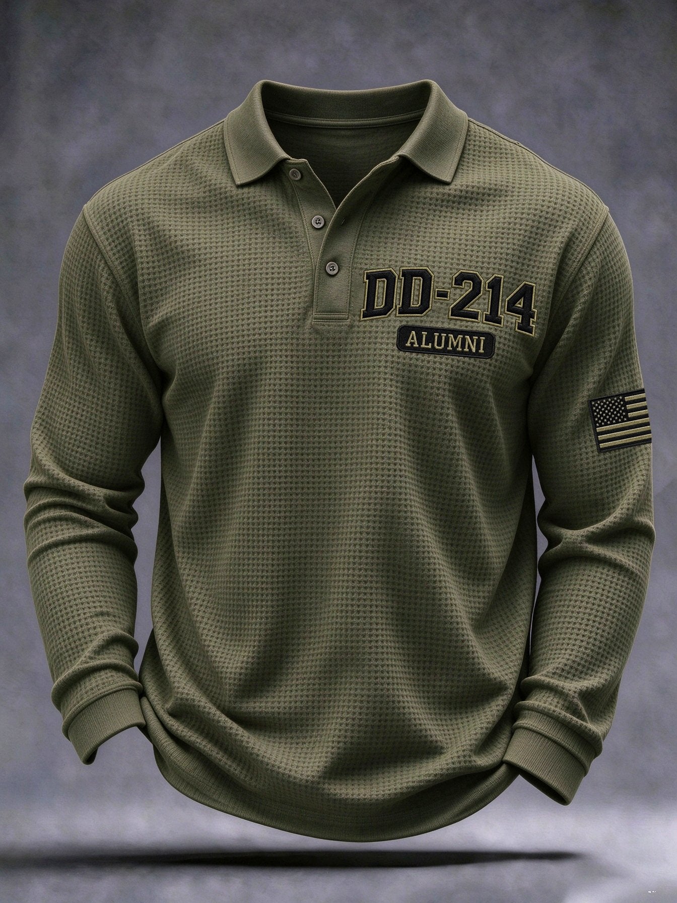 Men's Veteran Pride Dd-214 Printed Waffle Polo Shirt