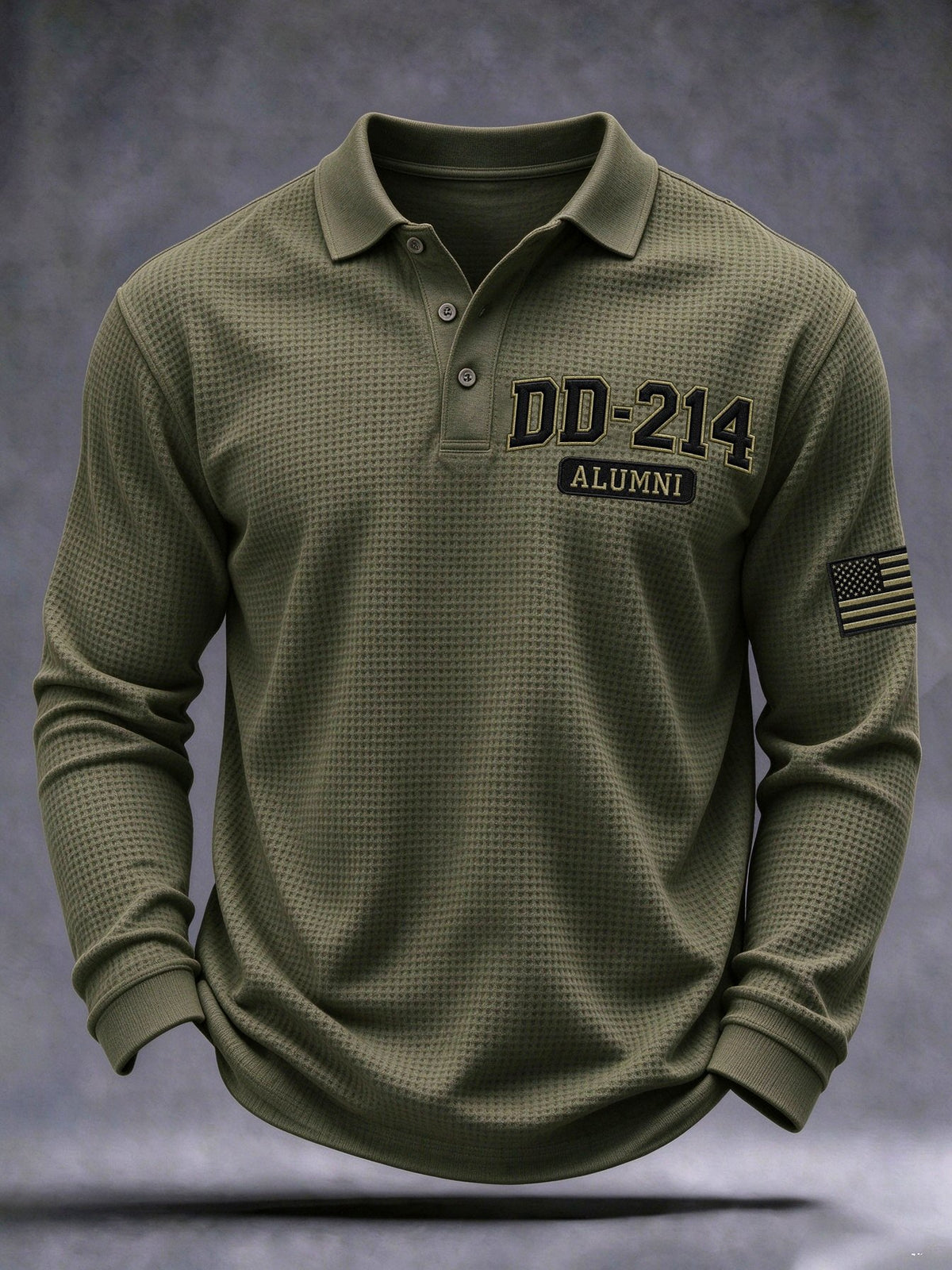 Men's Veteran Pride Dd-214 Printed Waffle Polo Shirt
