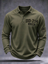 Men's Veteran Pride Dd-214 Printed Waffle Polo Shirt