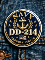 Unisex Vintage Navy Veteran Art Printed  Badge