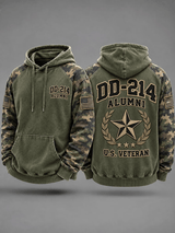 Men's DD-214 Veteran Camo Patchwork Hoodie