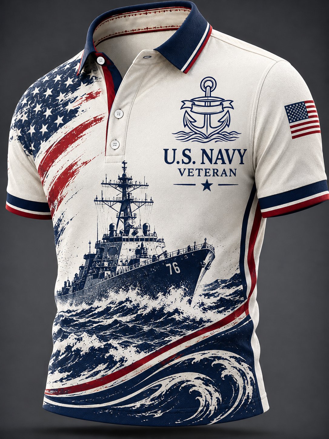 Men's  Retro Art Print Polo Shirt